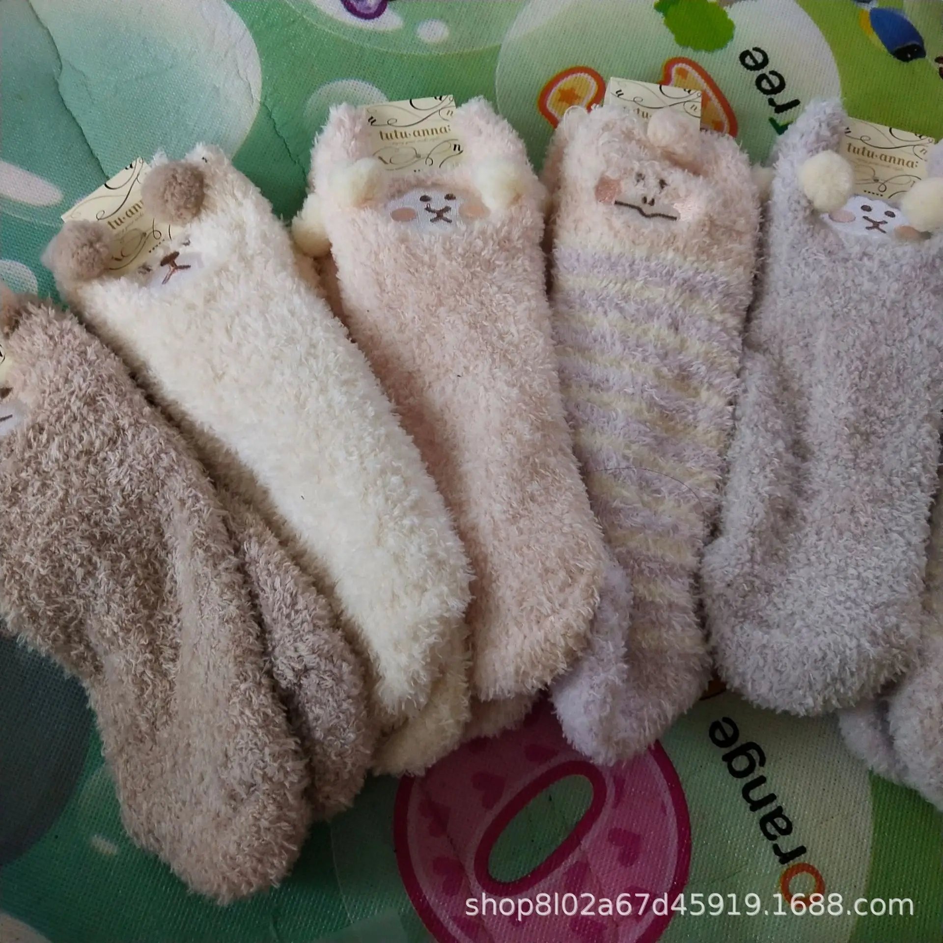 Женские носки коралловые бархатные толстые теплые забавные корейские пушистые