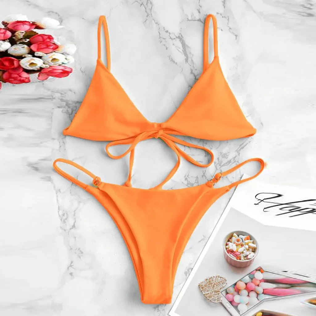 Swimwear Women Low Waist Sexy Separate Women's Swimsuit Solid Summer Bikini Set Beach Wear Female bikinis 2020 mujer |