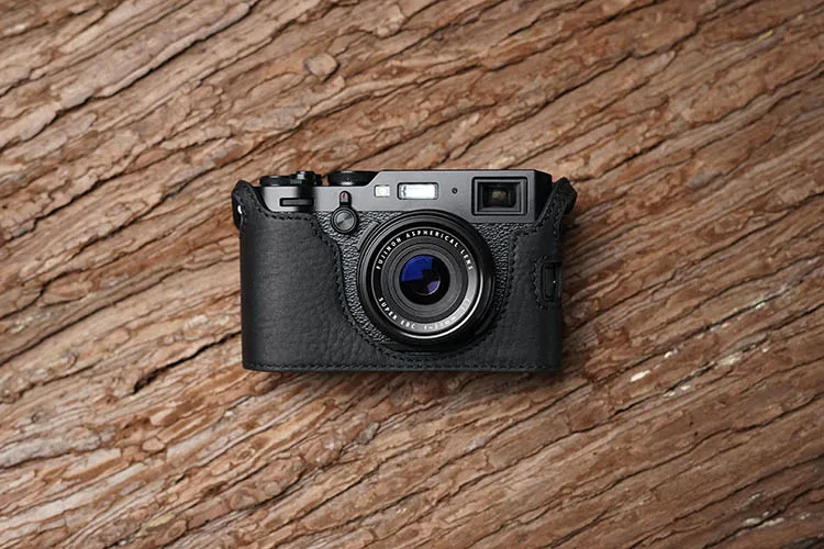 Чехол для камеры ручной работы из натуральной кожи для FujiFilm X100F Fuji x100f X100-F, наполовину сумка для камеры, крышка для открытой батареи - Цвет: black