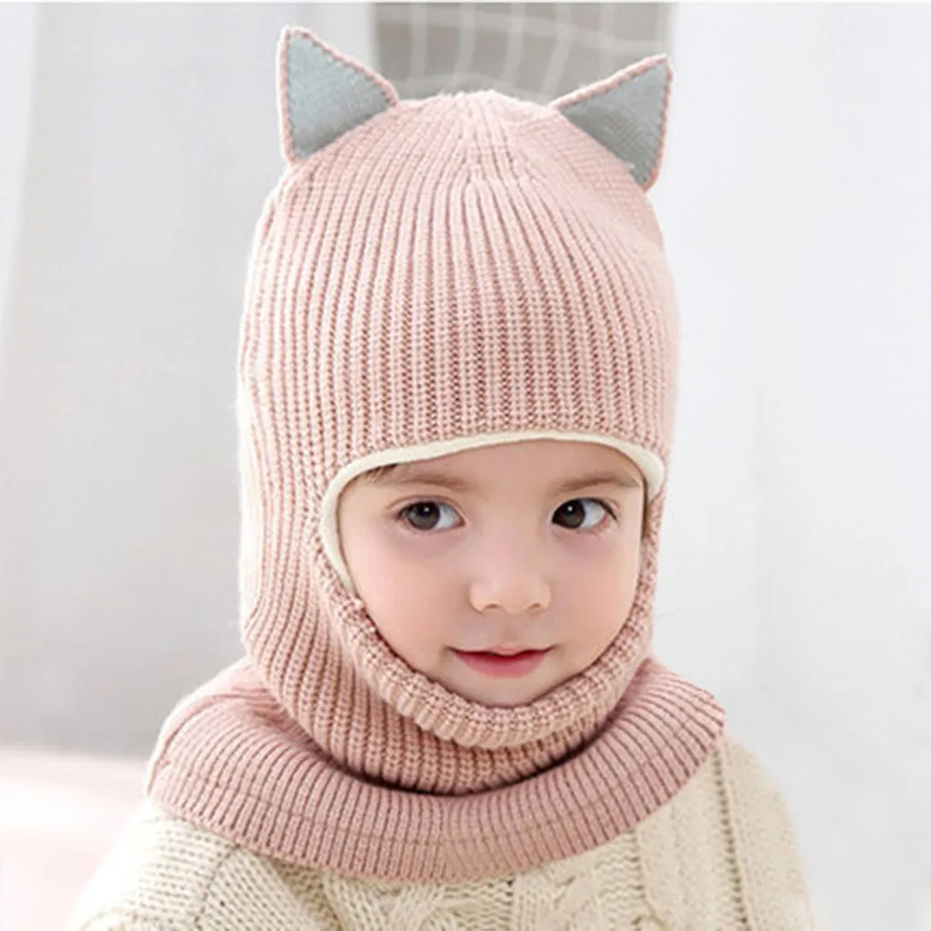 Зимний теплый вязаный шарф для новорожденных мальчиков и девочек шапка