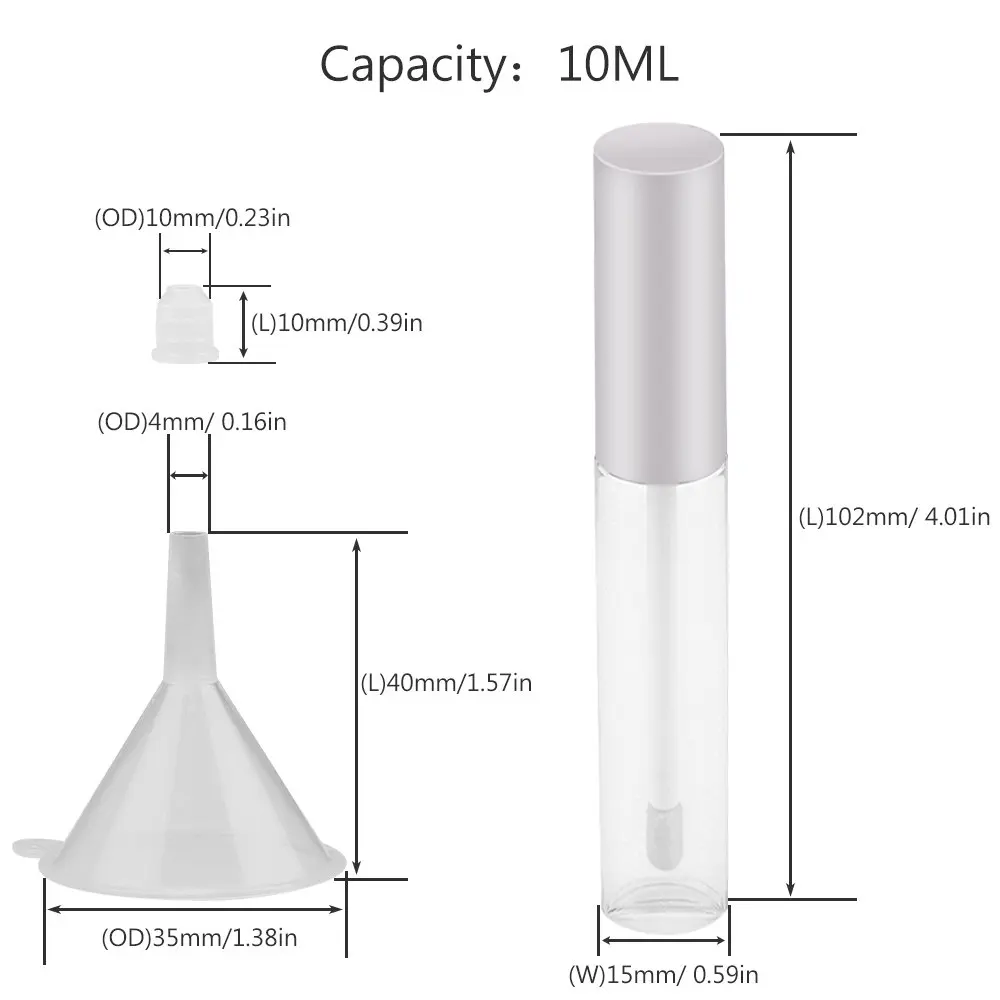 10 шт. мл Пустые контейнеры для блеска губ серебряная крышка наконечник кисти