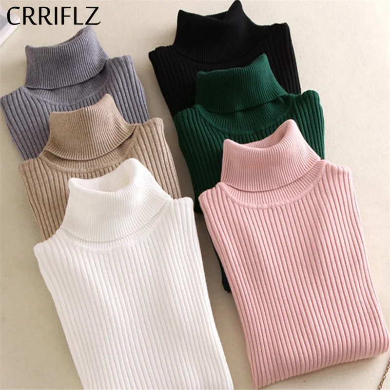 Эластичный женский свитер с высоким воротником новинка Женский облегающий