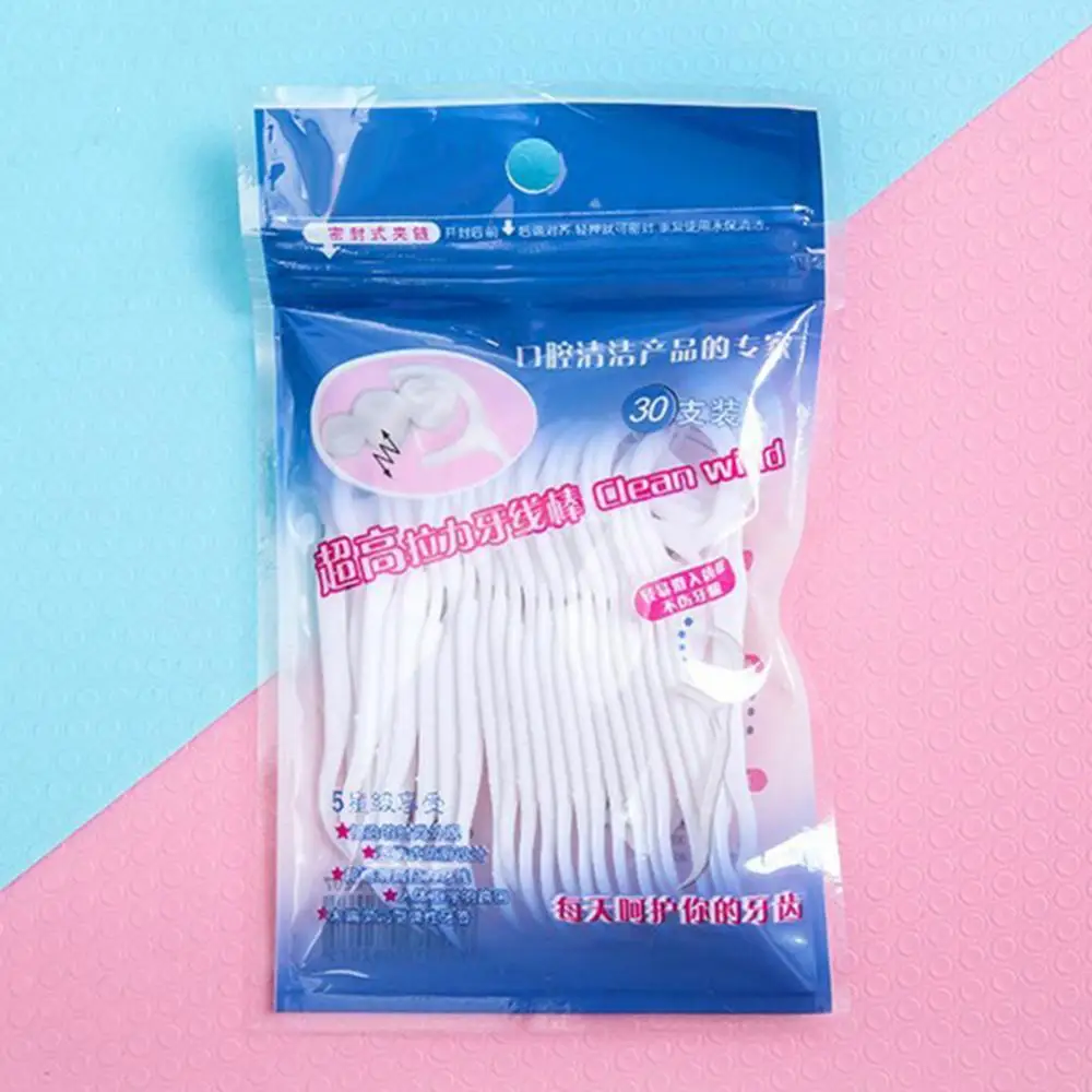 

HOT 30pcs/bag Dental Flosser Picks Teeth Stick Tooth Clean Oral cleaning Care Disposable floss thread Toothpicks