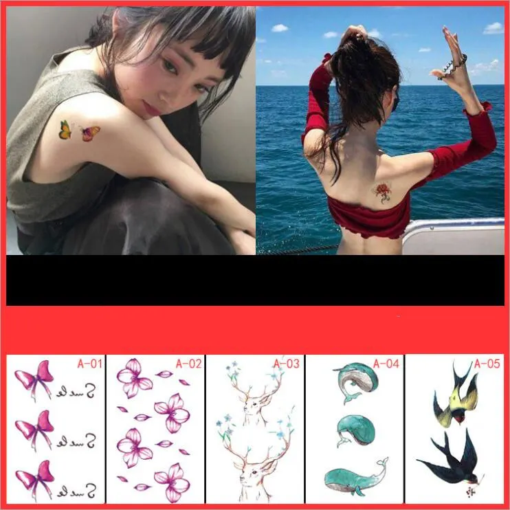 Горячие Маленькие Сексуальные губы лист черный Мультфильм Временные татуировки