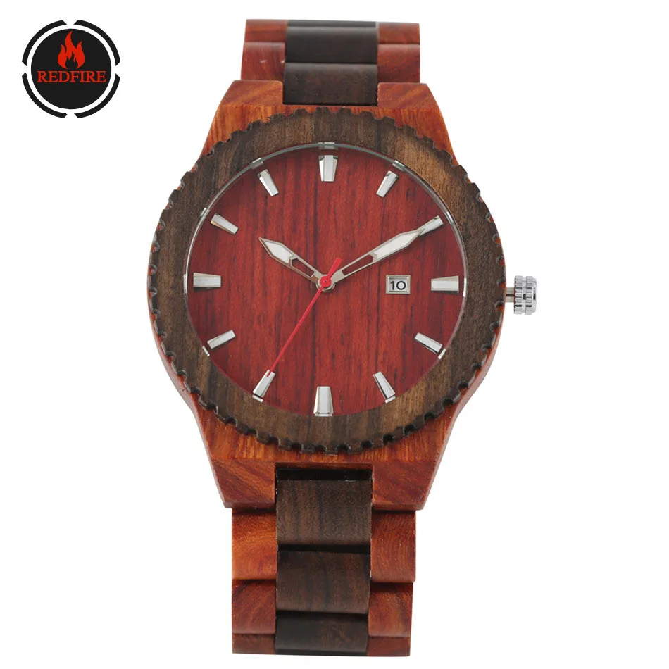 Мужские винтажные часы REDFIRE из красного дерева деловой стиль автоматический