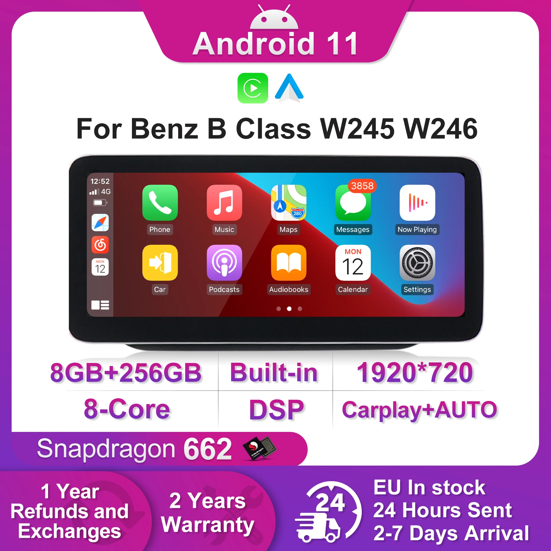 

Poland 8-core 12.5 inch anti-glare suitable for Mercedes-Benz B-class W246 B200 B180 B220 B260 2013-2019 car GPS navigation RDS