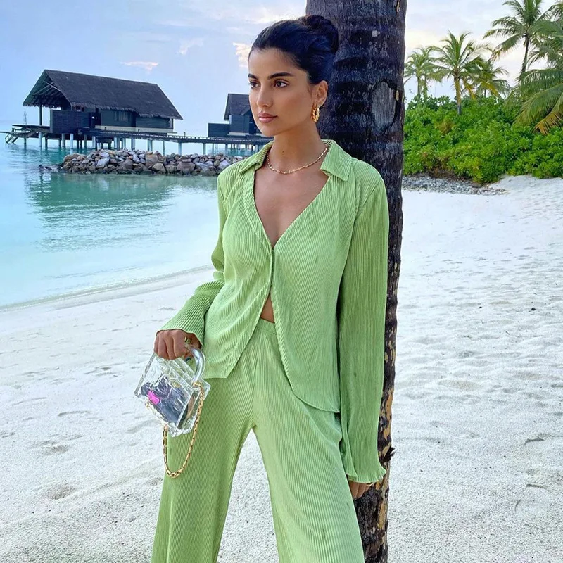 

Solid Color Y2K Harajuku Green Pants Casual Straight Pants Women's Autumn Trousers 2021 Fashion Streetwear LQ17087