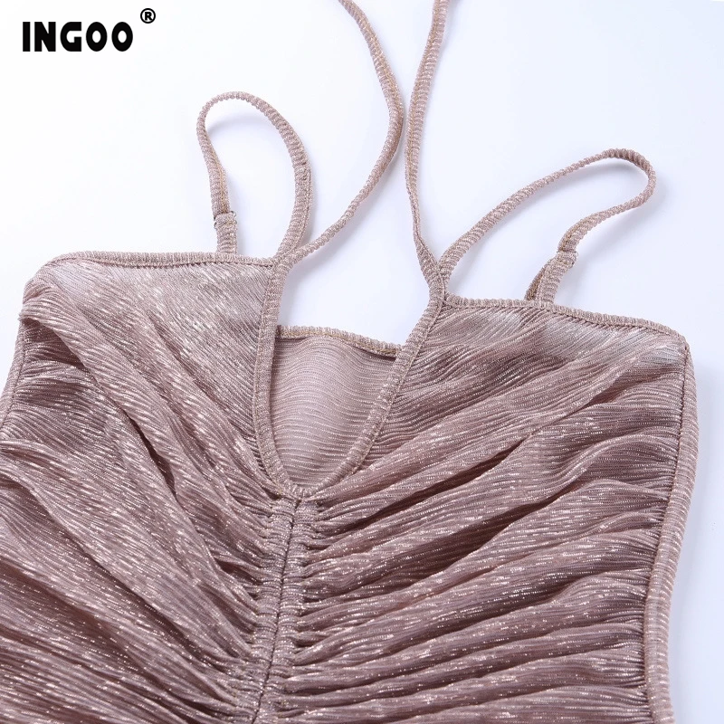 Сексуальное Сетчатое облегающее женское Короткое платье INGOO с лямкой на шее