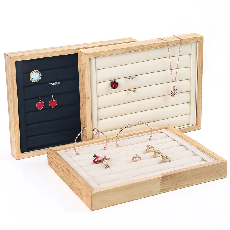 Новый деревянный поднос для сережек и колец органайзер ювелирных украшений