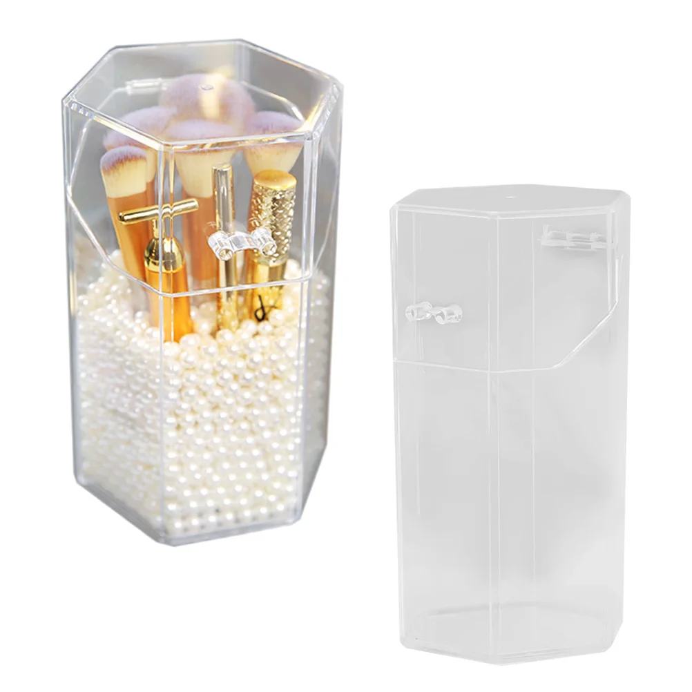 Прозрачный держатель для кистей макияжа шестигранный прозрачный пластиковый
