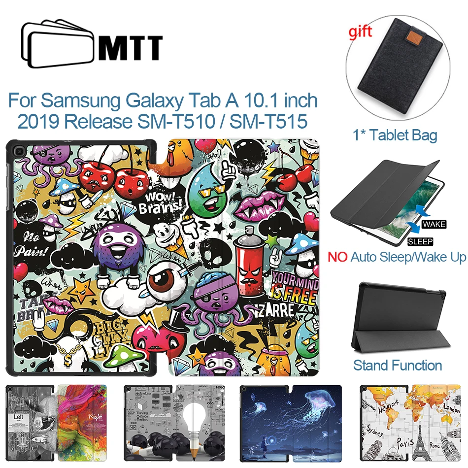 

MTT Case For Samsung Galaxy Tab A 10.1 inch SM-T510 T515 2019 Release Slim PU Leather Flip Stand Cover Cartoon Tablet Case coque