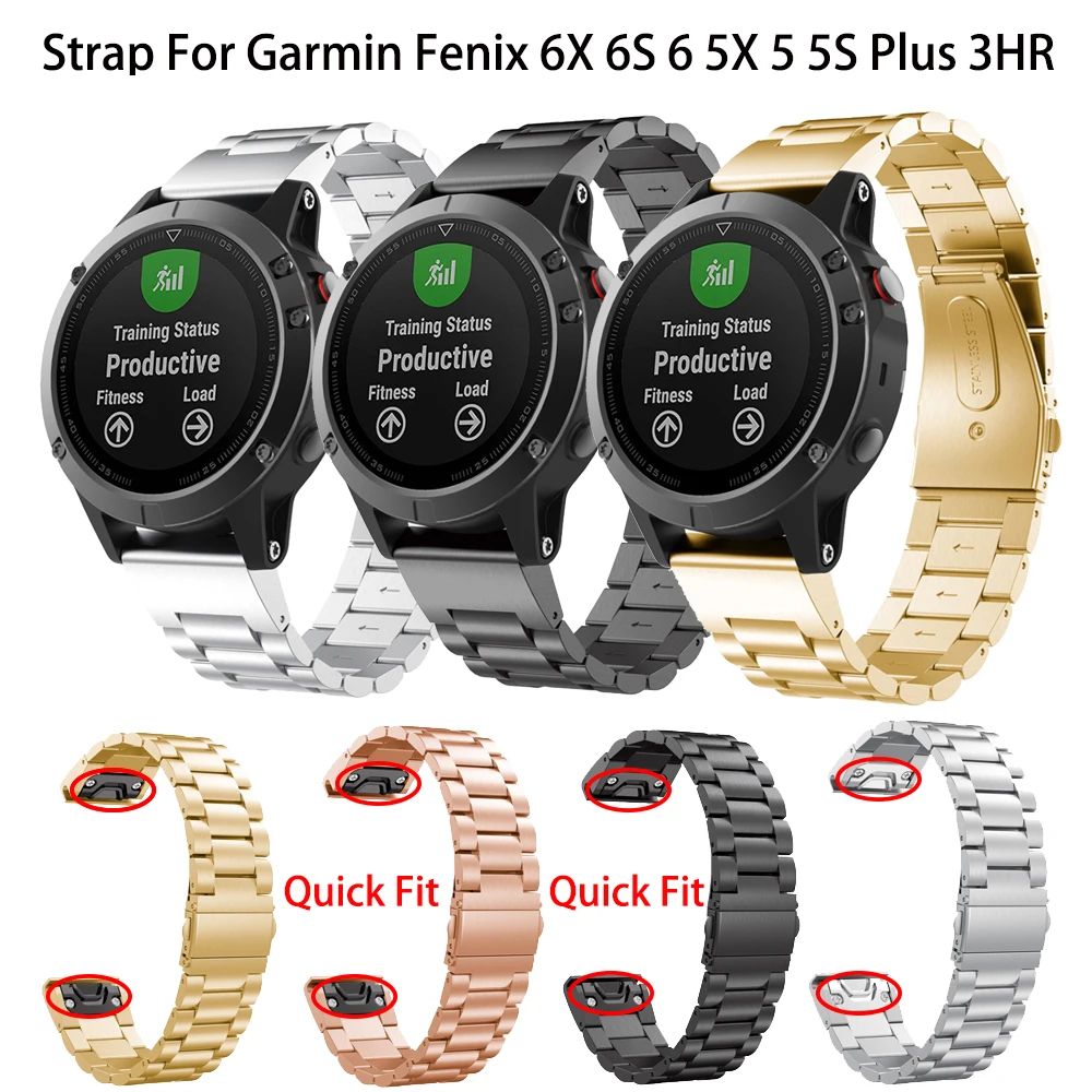 Ремешок из нержавеющей стали для наручных часов Garmin Fenix 5 5x 5s Plus 6 6S 6x Pro 3 HR