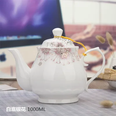 1pcs-1000ml Керамический чайник ручная роспись сине-белый фарфор большой емкости заварочный чайник кунг-фу набор кофейник Питьевая утварь - Цвет: 1pcs-1000ml