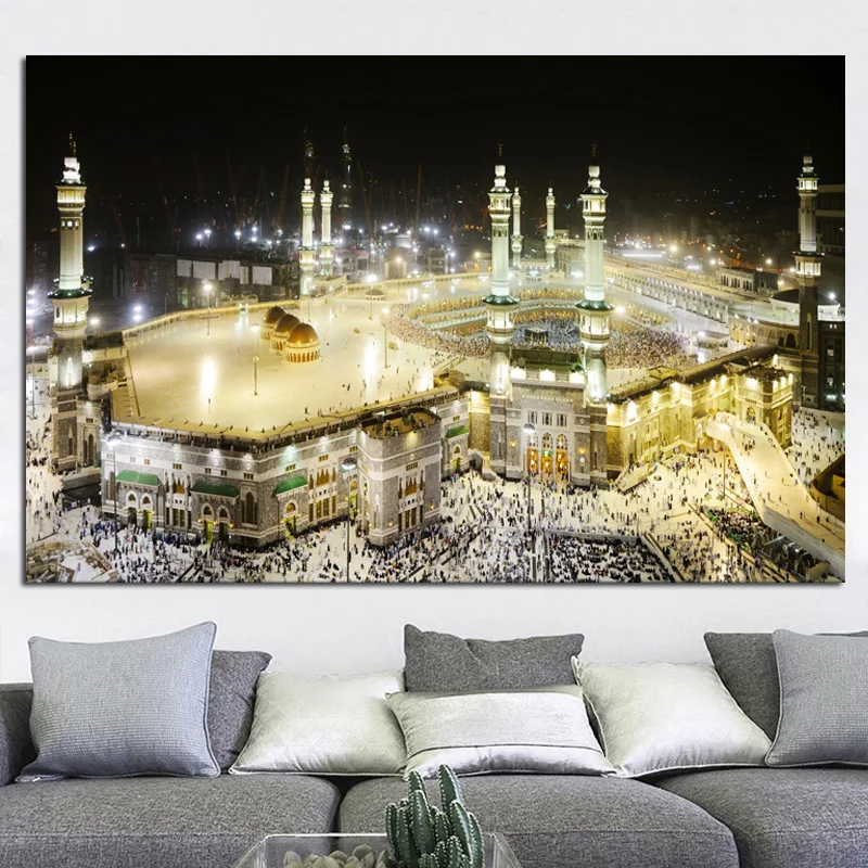 OUCAG City Building Night Scene Poster Painting Modern Magnificent Structure Canvas Wall Art Artwork For Home Office Decoration | Дом и сад