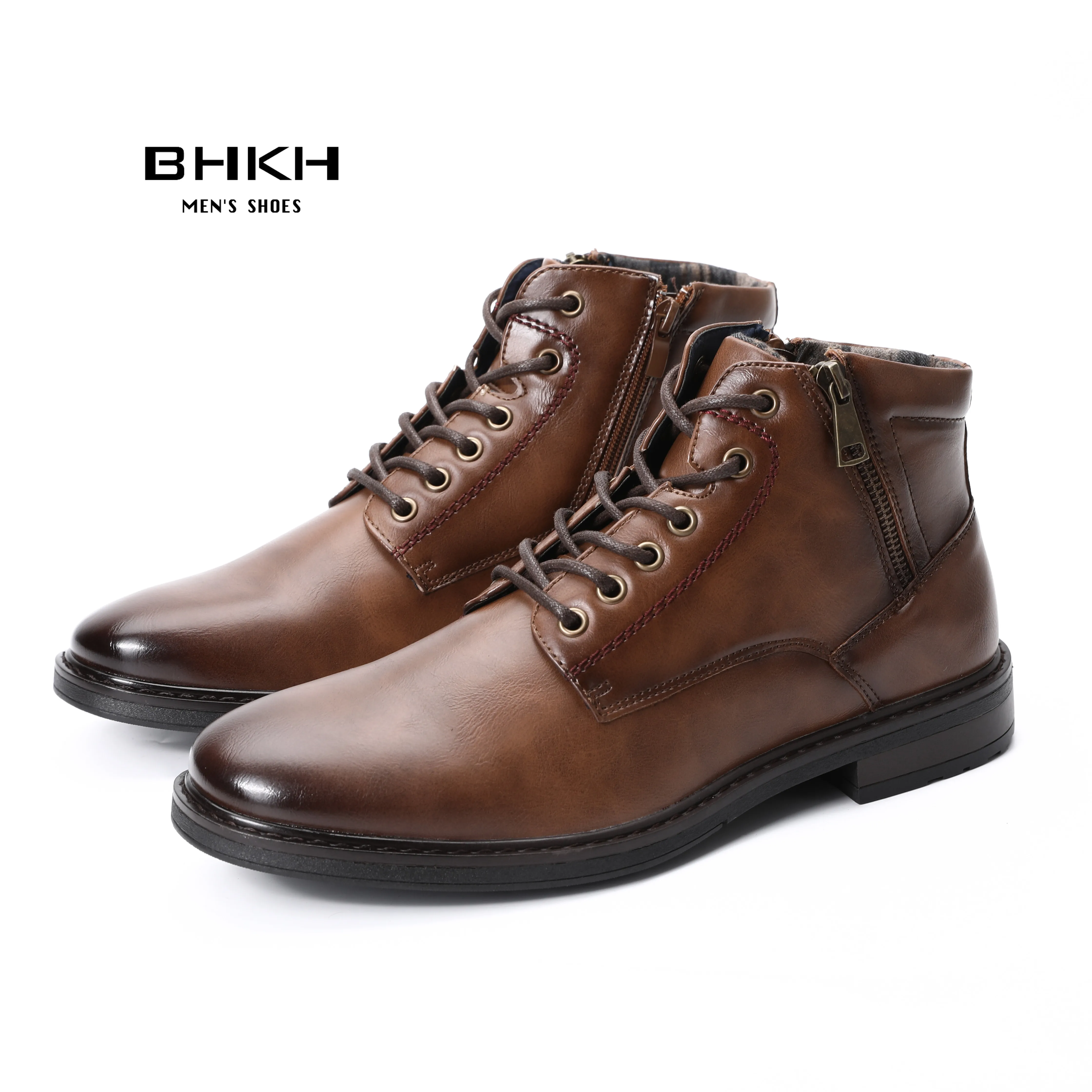 

BHKH 2021 Autumn/ Winter Men Boots Zip Lace-up Ankle Boots Smart Business Work Office Dress Shoes Man Shoes