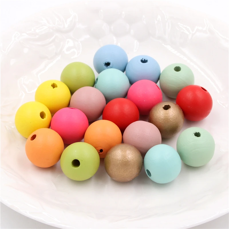Разноцветные Круглые бусины с двумя отверстиями 15 шт. 20 мм оптовая продажа
