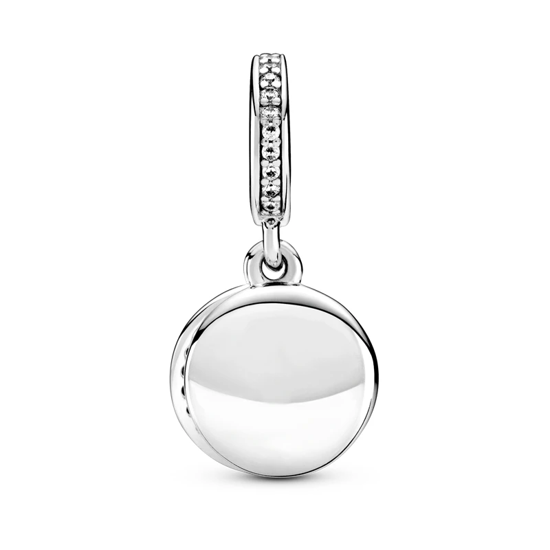 

Winter New 925 Sterling Silver Sparkling Blue Disc Double Dangle Charm fit Beads Bracelet Silver 925 jewelry Making