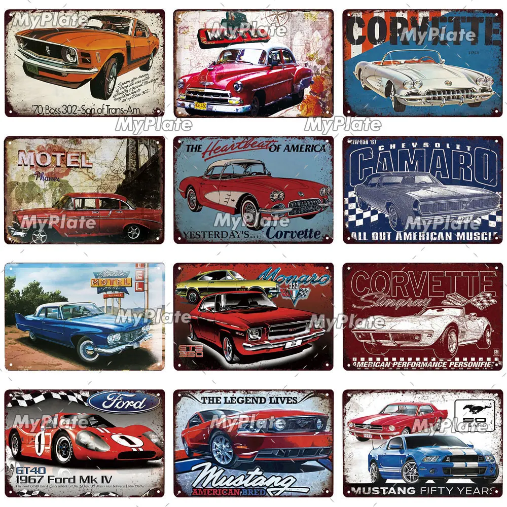 Гоночный автомобиль металлический знак Винтаж Жестяная Табличка с надписью