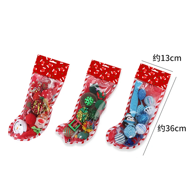 Pet Cat Toy Christmas Combination Set Mini Funny Playing Toys For Cats Colorful Plush PE Sock Packing | Дом и сад
