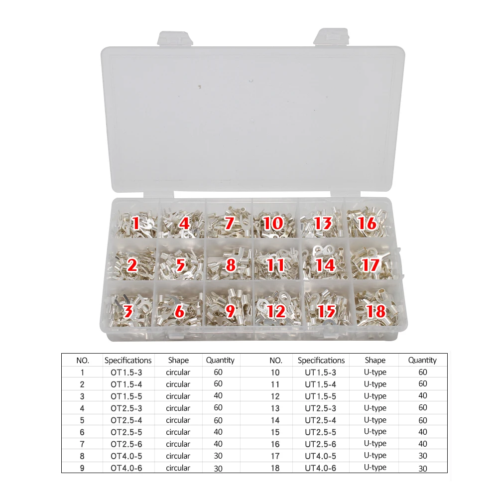 Клеммы неизолированные кольцевые вилки u типа IT 840PCS/коробка подходит для