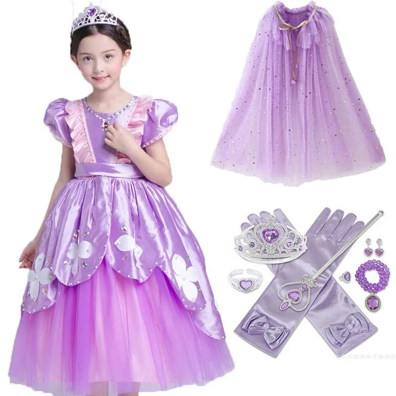 Vestido/нарядный костюм Рапунцель для девочек детское вечернее платье Золушки
