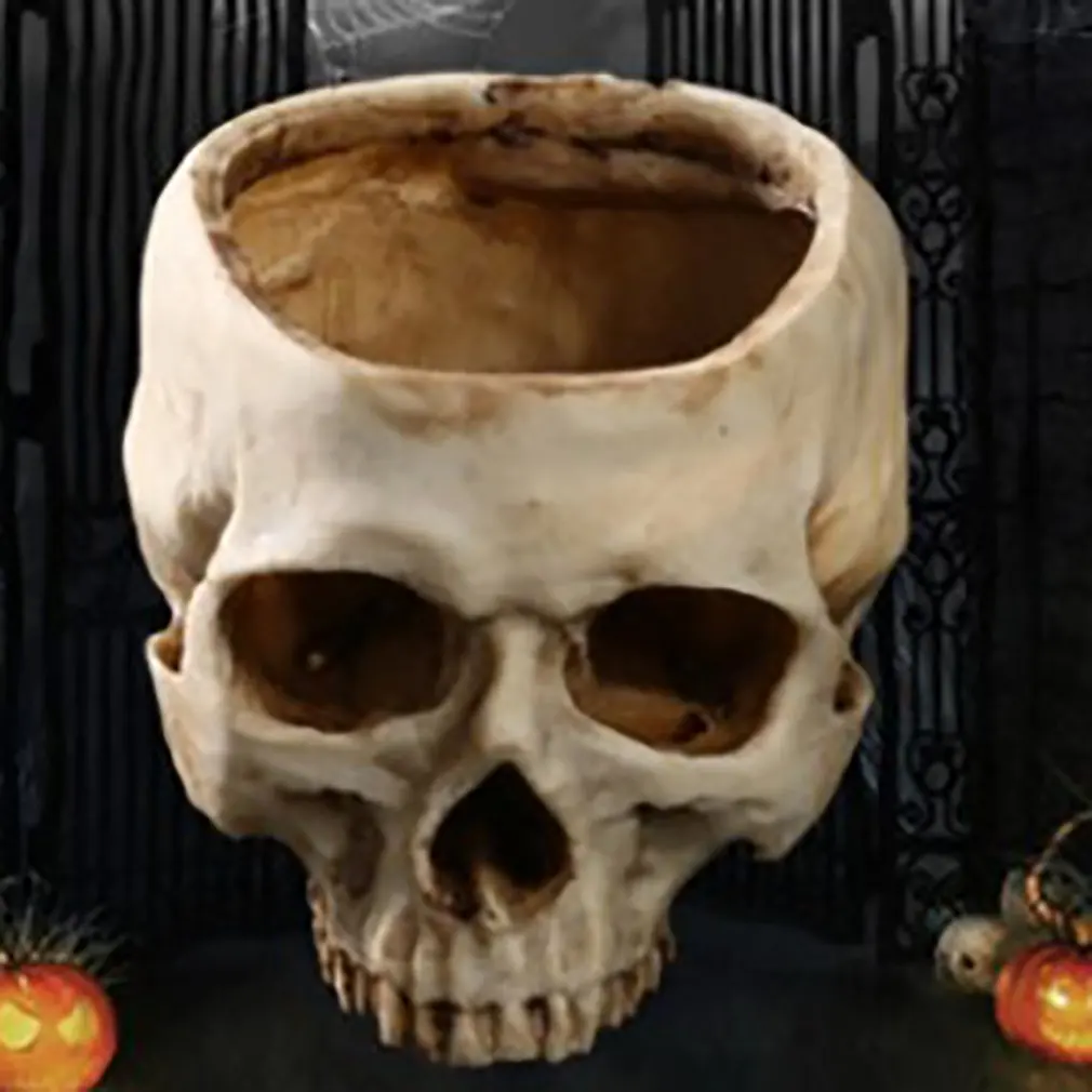 Синтетический смолы горшок для растений в форме черепа: украшение контейнера, многофункциональный полый творческий реквизит.