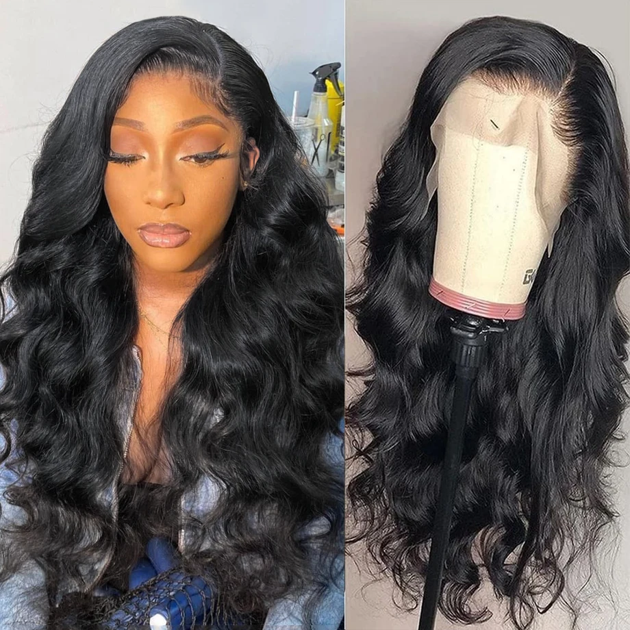Transparent Lace Front Human Hair Wigs For Women Raw Inidan Wavy 13x4 Body Wave Human Hair Lace Front Wigs 4x4 Lace Closure Wigs