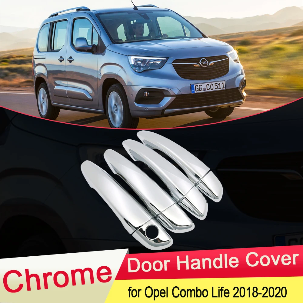 

for Opel Vauxhall Combo Life 2018 2019 2020 Luxurious Chrome Door Handle Cover Exterior Trim Catch Car Cap Stickers Accessories