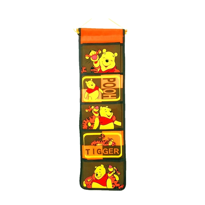 Brown Weini bear Мультяшная настенная сумка для хранения, модная игрушка, органайзер для макияжа, 5 Карманов, подвесной чехол для хранения, сумки, чехол для двери, ванной комнаты - Цвет: Brown Weini bear