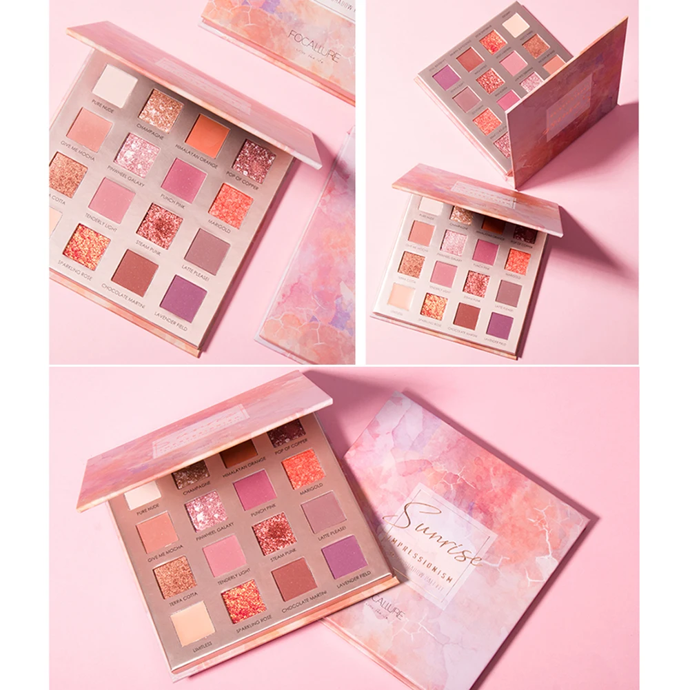Для FOCALLURE теней 16 цветов Перламутровые матовые тени для век палитра мерцающий