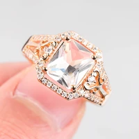 fashion transparent big square stone rings for women cubic glass filled glass filled wedding party luxury jewelry gift wholesale