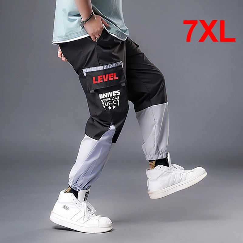 

Cargo Pants Men Joggers Sweatpants Patchwork Color Block Trousers Plus Size 7XL Casual Streetwear Male Pant Elastic Waist HA122