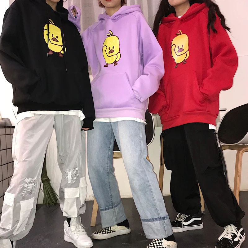 Женская одежда новые корейские kawaii Мультяшные утки свободные BF толстовки милые