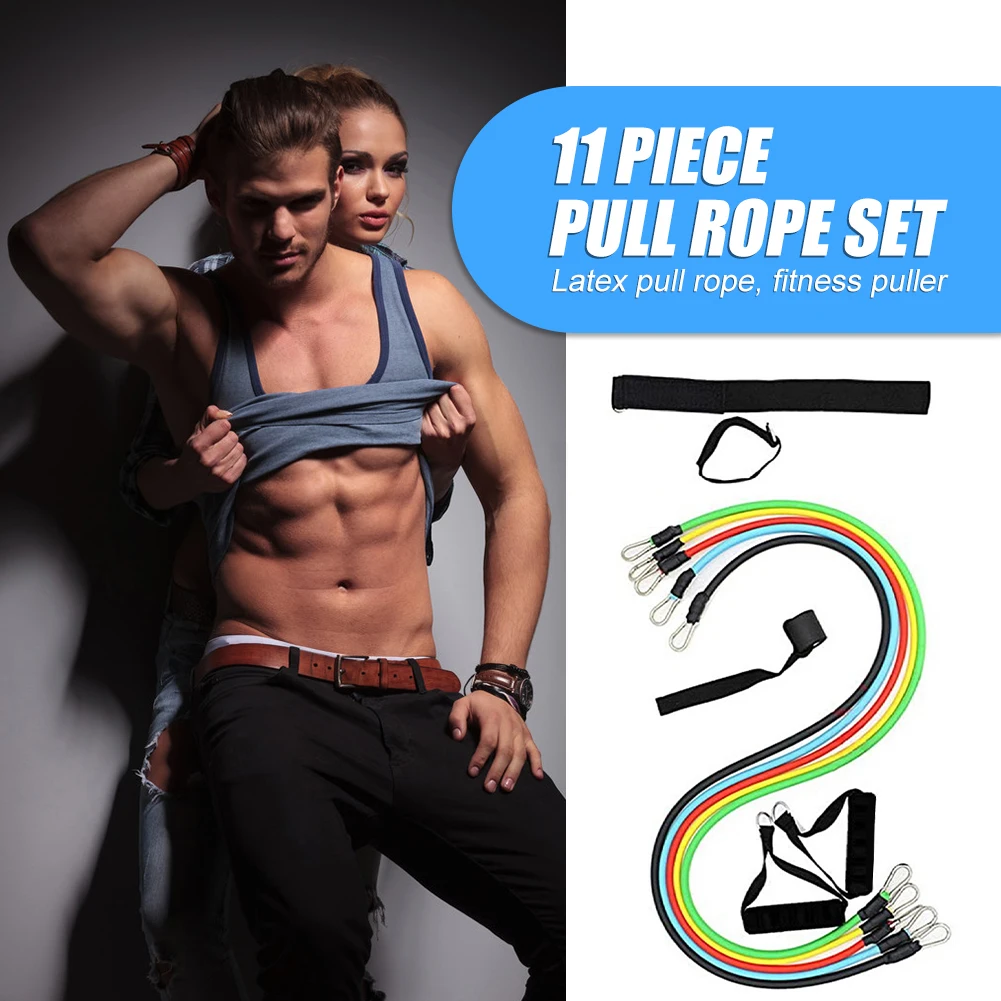 

Latex Tube Stretch Pull Rope Rubber Expander 11pcs/set Fitness Resistance Bands Exerciser Equipments Gym Training