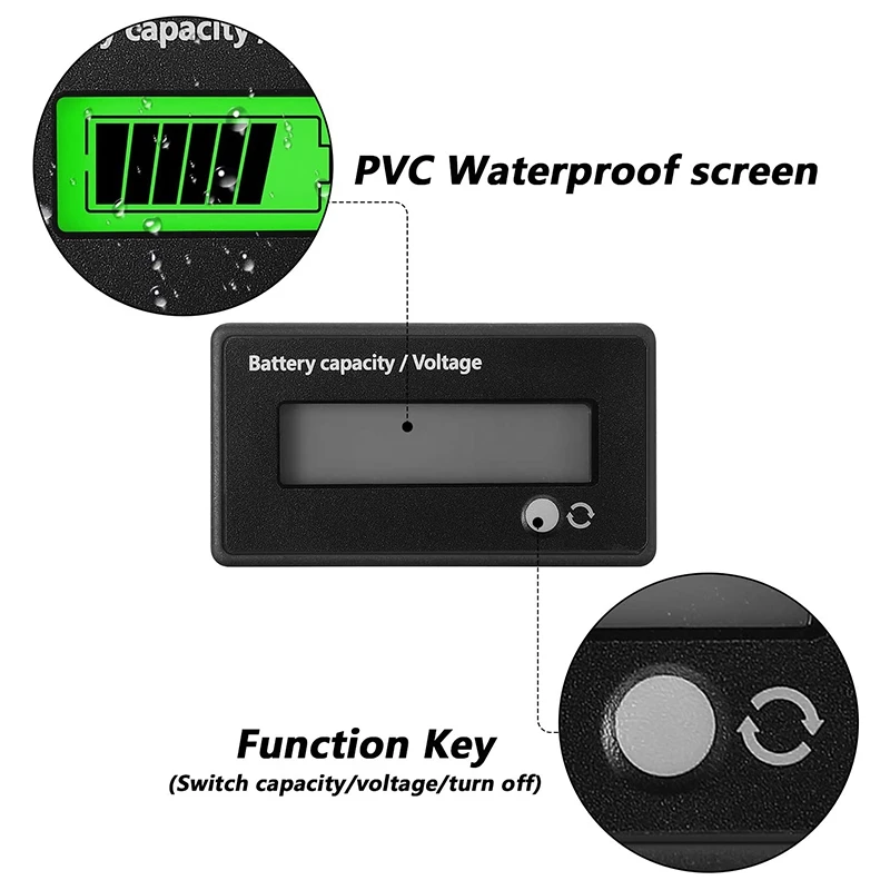 

2 Pcs DC 12V 24V 36V 48V 72V Battery MeterBattery Capacity Voltage Indicator Lead-Acid and Lithium Ion Battery Indicator