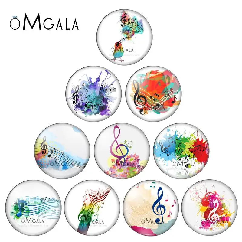 Разноцветные картины с музыкальными нотами 10 шт. Смешанные Круглые Стеклянные
