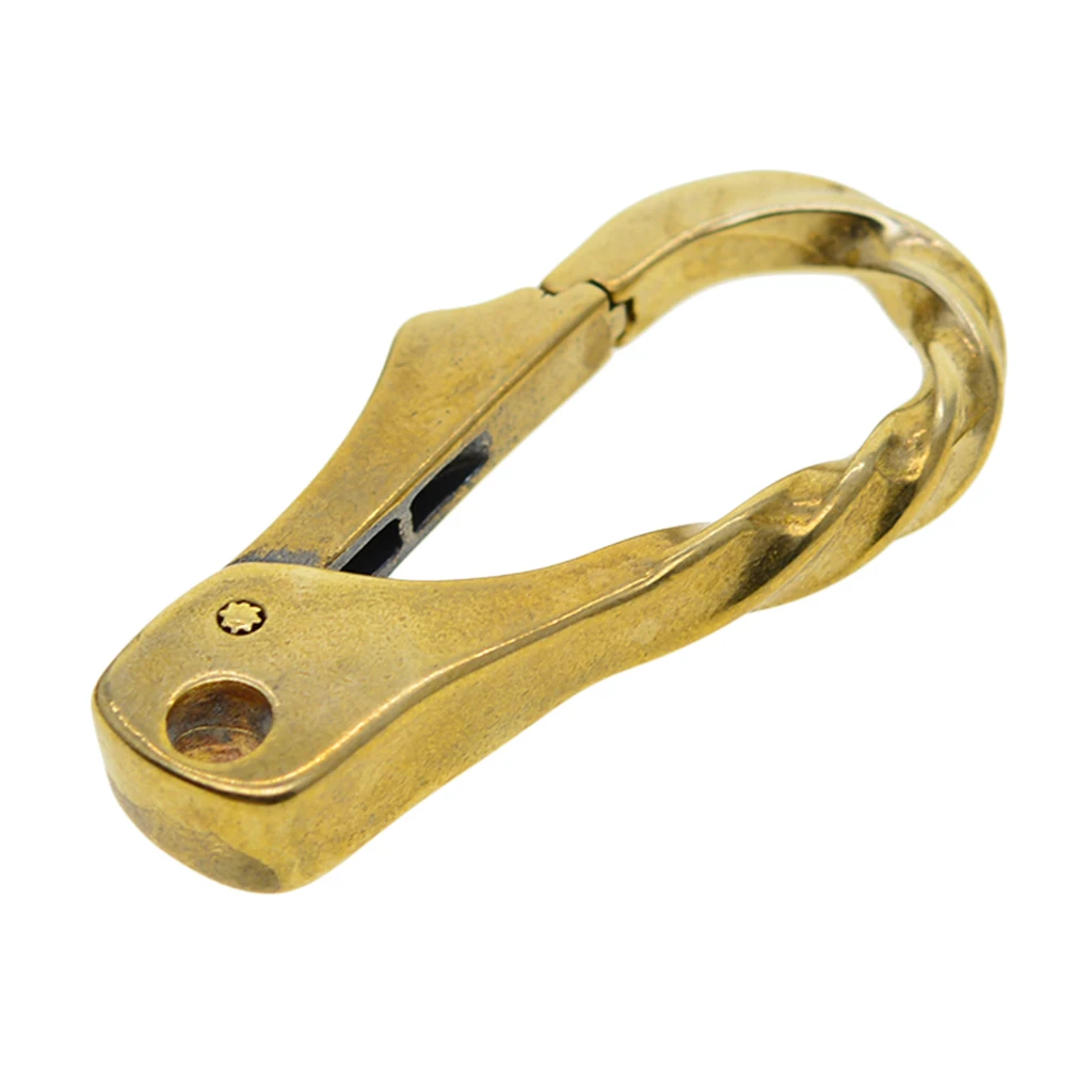 

Solid Brass Twisted Design Keyring Key Chain Buckle Hook Lobster Clasp