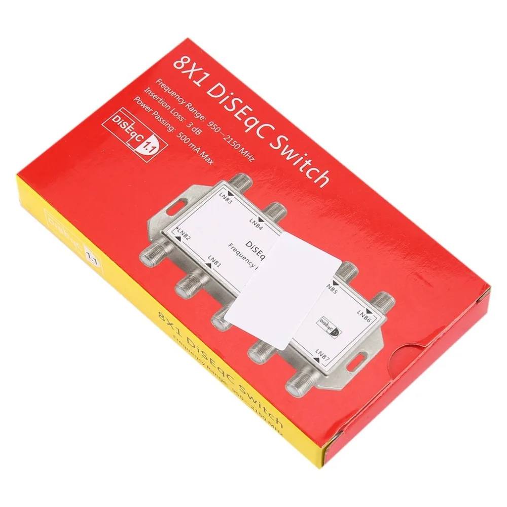 

DS81 8 in 1 Satellite Signal DiSEqC Switch LNB Receiver Multiswitch Heavy Duty Zinc Die-cast Chrome Treated