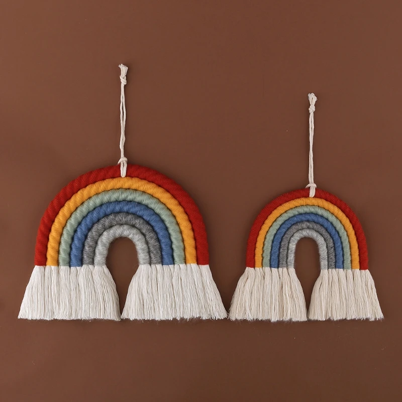 

Handmade Woven Rainbow Wall Hanging Tapestry Wedding Wall Decoration Nordic Backdrop Wall Home Living Room Home Boho Decor