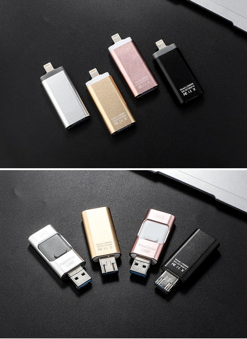 Флеш-накопитель USB 3,0, 32 ГБ, 64 ГБ, 128 ГБ, флеш-накопитель для iPhone X, 8, 8 Plus, 7, 7 Plus, USB флешка, 8 ГБ, 16 ГБ, металлическая флешка, USB флеш-накопитель