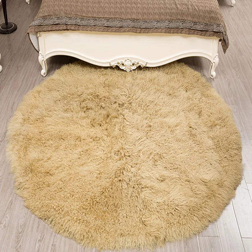 

Круглый коврик из натуральной могольской овчины, 120 см, прикроватный коврик из тибетского овечьего меха, курчавая Овечка, украшение из меха, ...