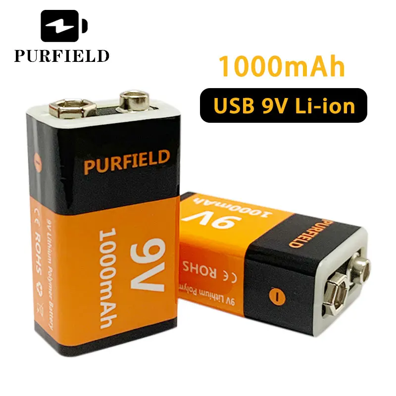 Литий-ионный аккумулятор PURFIELD 6F22 1000 мАч 9 В micro USB | Электроника