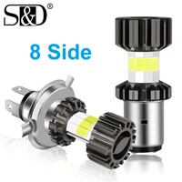 h4 ba20d h6 led motorcycle headlight blubs motorcycle scooter light lamp 8 sides moto accessories 12v 24v white