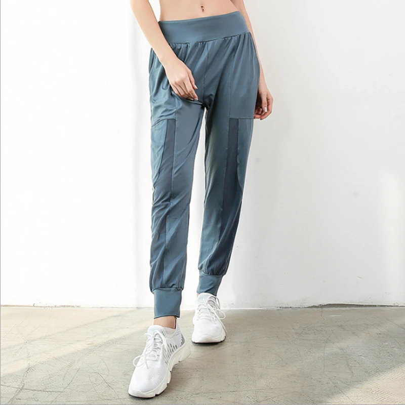 Штаны для йоги женщин свободные спортивные штаны с вырезами и средней талией