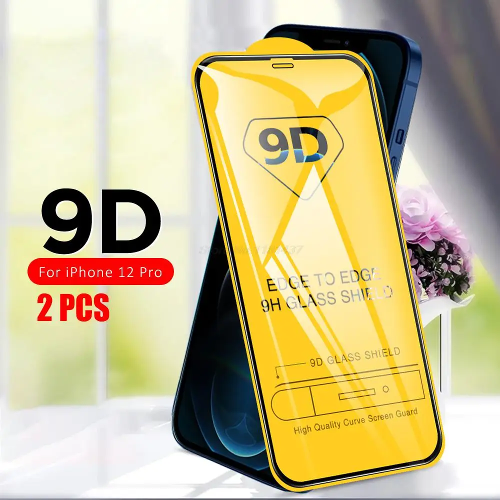 

2PCS 9D Full Cover Tempered Glass For iPhone 13 12 11 Pro Max 13 12 Mini Transparent Screen Protector On For iPhone XR X XS Max