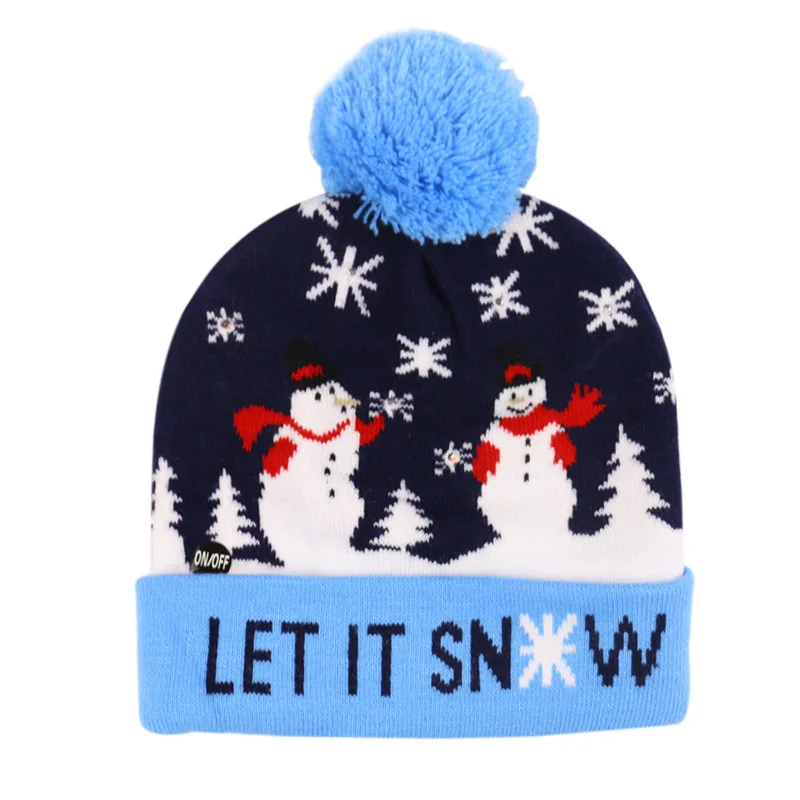 LET IT SNOW Светодиодный головной убор для рождества, яркий вязаный светильник, Рождественский Теплый головной убор для детей и взрослых, рождественский подарок, зимние рождественские аксессуары - Цвет: LET IT SNOW