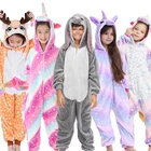 Детская Пижама-комбинезон Kigurumi Stitch в виде единорога, комбинезон для мальчиков, пижамы в виде животных, панды, костюм для маленьких девочек, одежда для сна, зимние комбинезоны