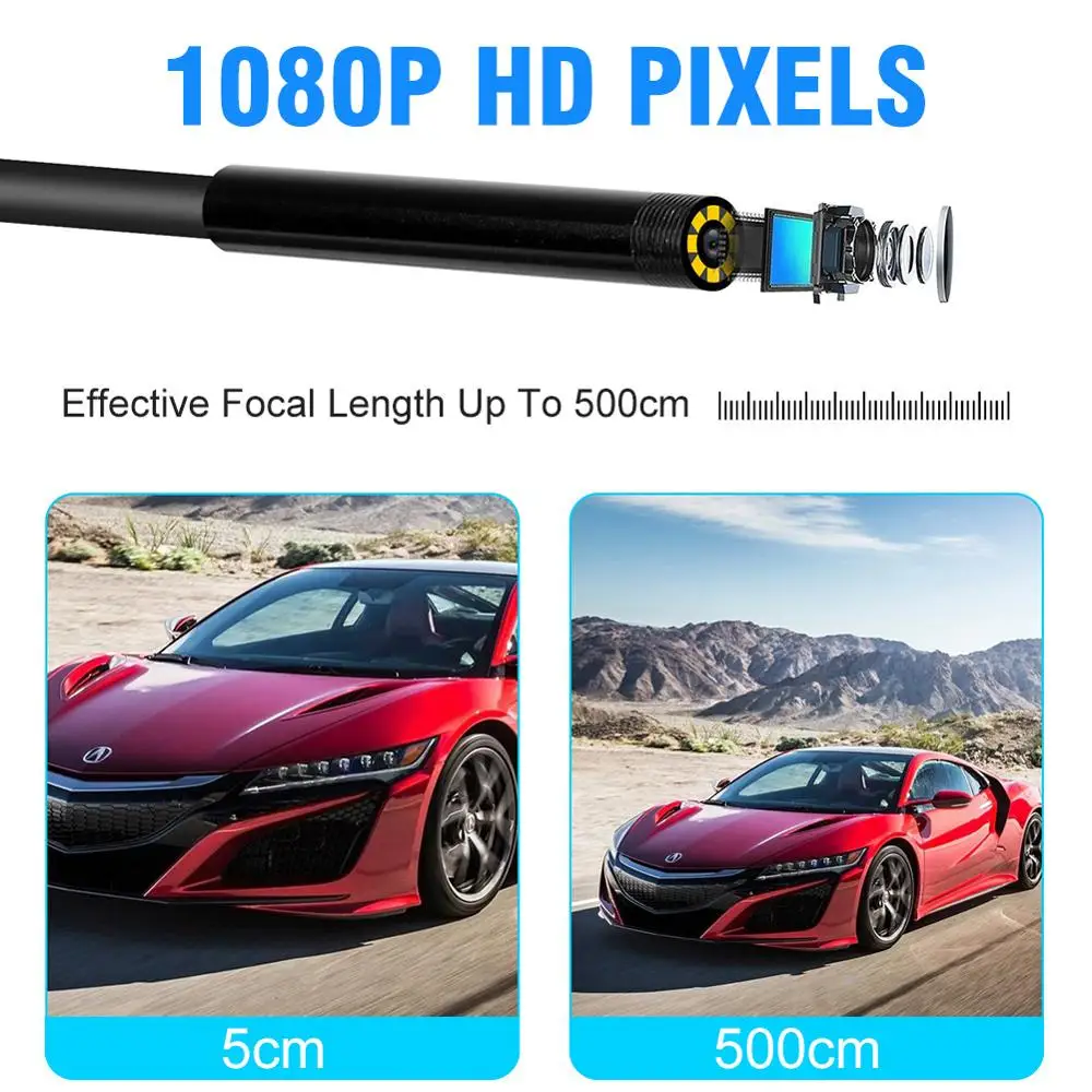 1080P полужесткая камера для осмотра с Wi Fi 2.0MP HD Водонепроницаемая Змея 6