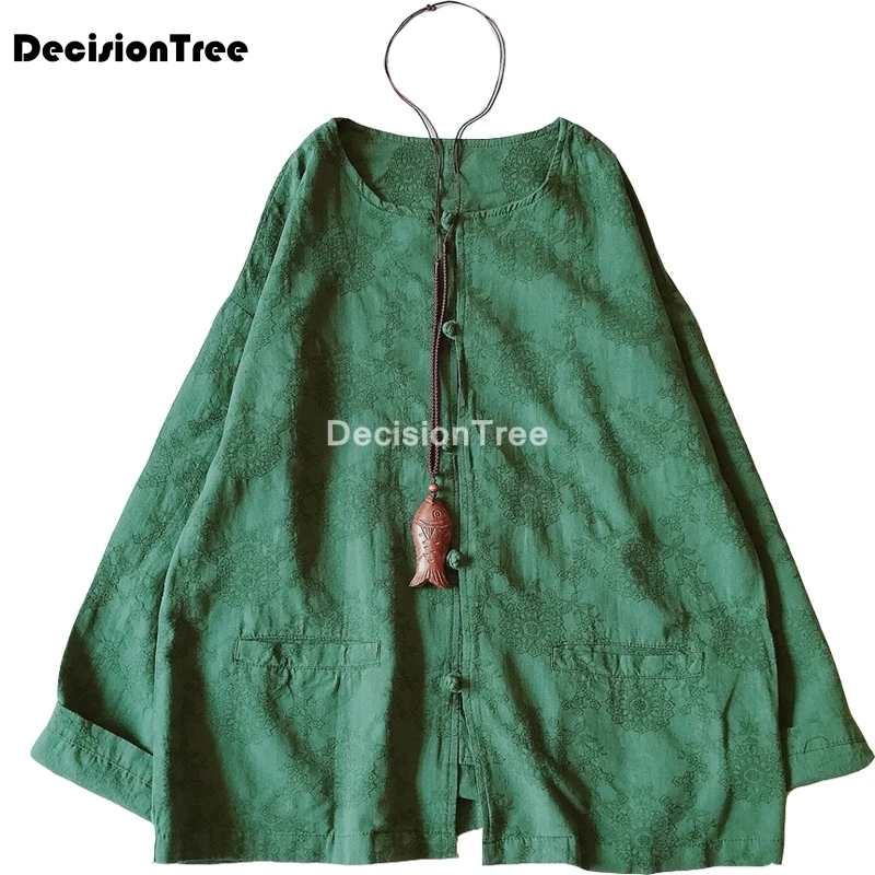 

2022 chinese style linen blouse vintage shirt classic stage performance daily tops hanfu chiffon blouses traditional shirts