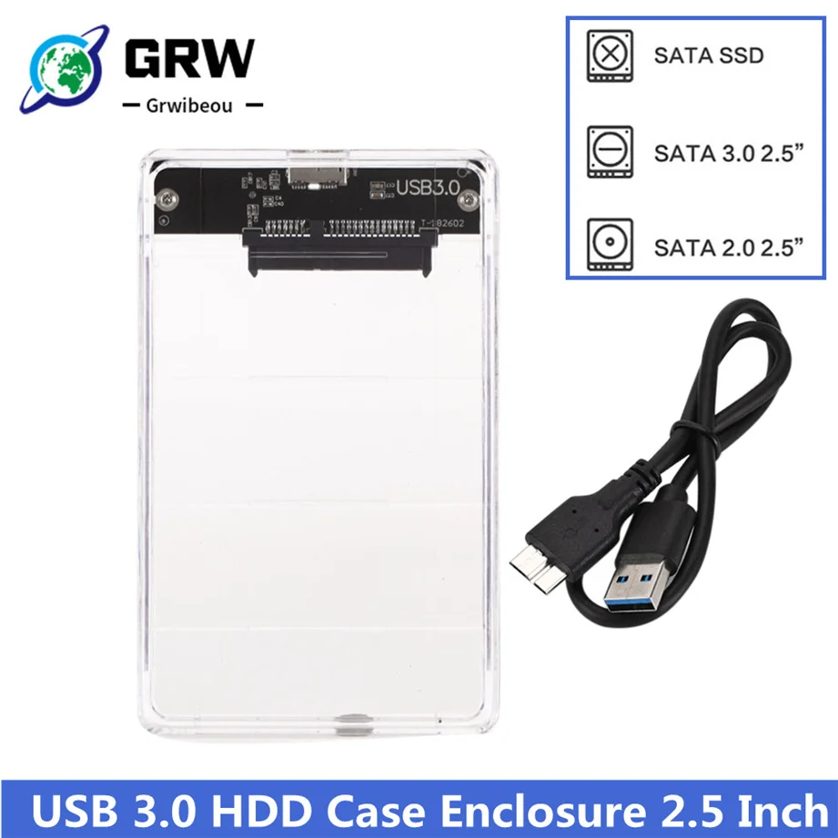 

USB3.0 HDD Enclosure 2.5inch Serial Port SATA SSD Hard Drive Case Support 2TB transparent Mobile External HDD Case